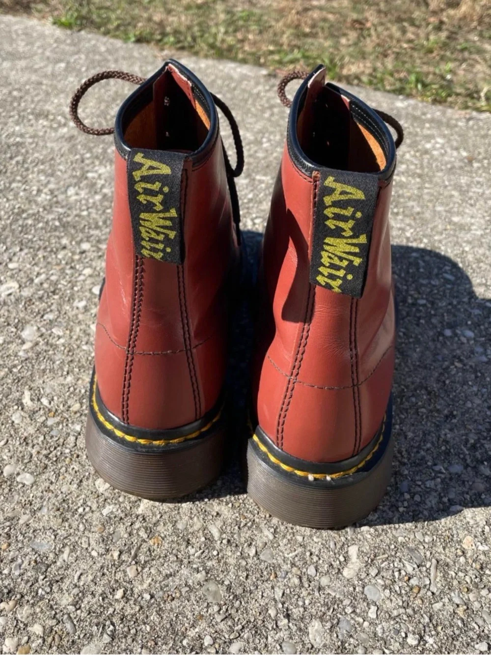 Vintage 1980s Dr. Martens 1460 London Tan Leather Boots UK 9 US 10 Double Stitch